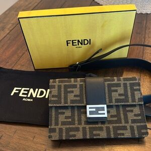 Sold Brown Fendi zucca canvas convertible belt bag